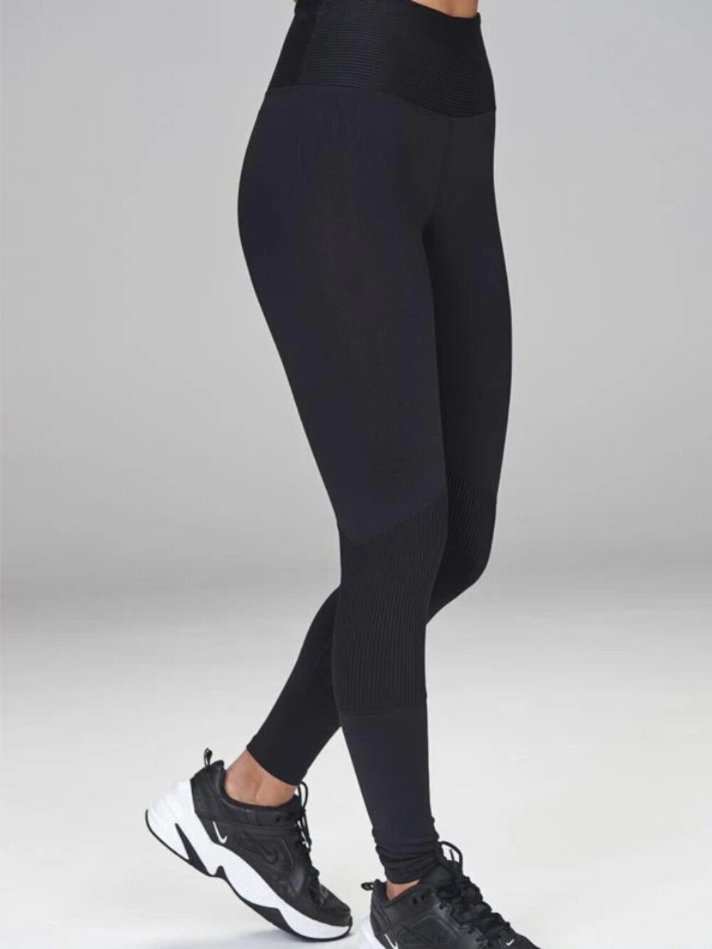 YEAR OF OURS Jab and Hook Leggings, Black Ultra High Waisted with Ribbed Panels